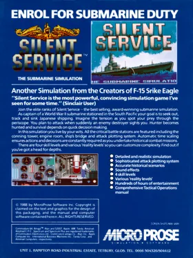 Silent Service - The Submarine Simulation box cover back